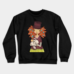 Lady with Rabbit Crewneck Sweatshirt